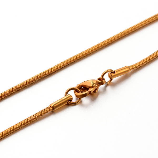 

PandaHall 304 Stainless Steel Snake Chain Necklaces, Golden, 17.7 inch(45cm), 1.5mm. 304 Stainless Steel