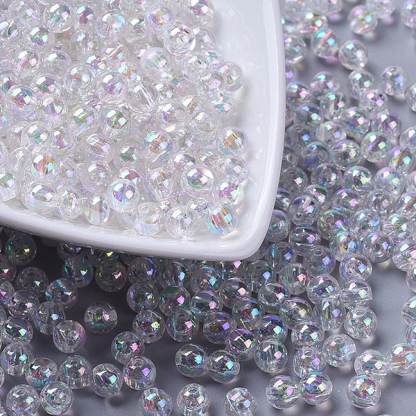 

PandaHall Eco-Friendly Transparent Acrylic Beads, Round, AB Color, Clear AB, 6mm, Hole: 1.5mm Acrylic Round White