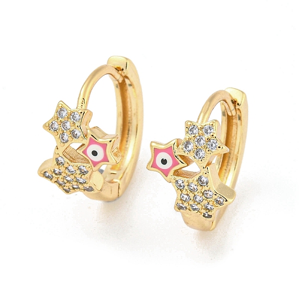 

PandaHall Star with Evil Eye Real 18K Gold Plated Brass Hoop Earrings, with Enamel and Clear Cubic Zirconia, Pink, 15.5x9.5mm Cubic Zirconia...