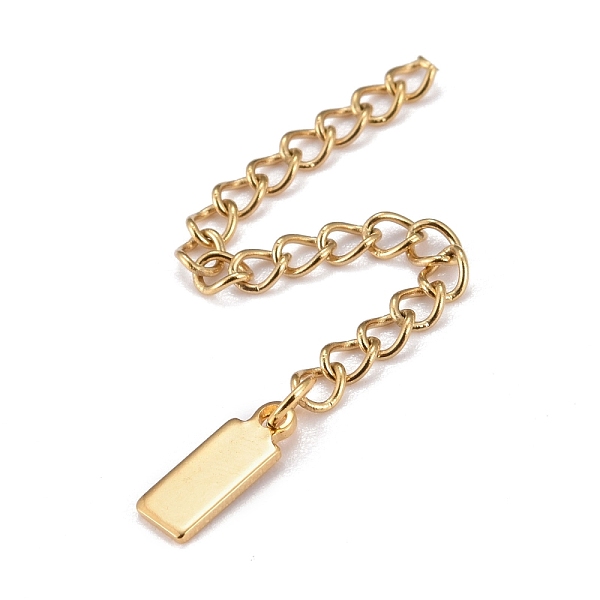 

PandaHall 304 Stainless Steel Chain Extender, Curb Chain, with 202 Stainless Steel Charms, Rectangle, Golden, 63mm, Link: 3.7x3x0.5mm...