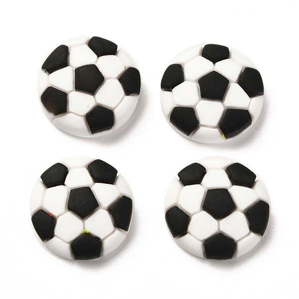 

PandaHall Resin Cabochons, for DIY Mobile Phone Case Decoration, Football, White, 17x6mm Resin Half Round White