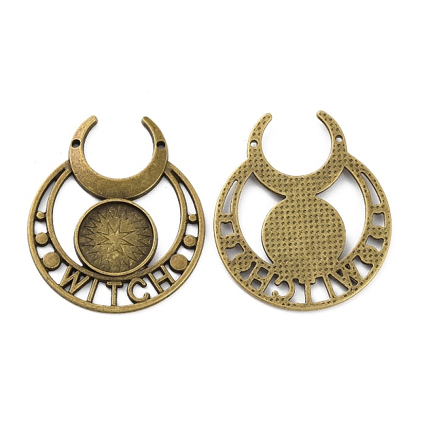 

PandaHall Retro Alloy Pendant Cabochon Settings, Witch Moon Charms, Antique Bronze, Tray: 14mm, 40.5x34.5x2mm, Hole: 1.2mm Alloy Moon