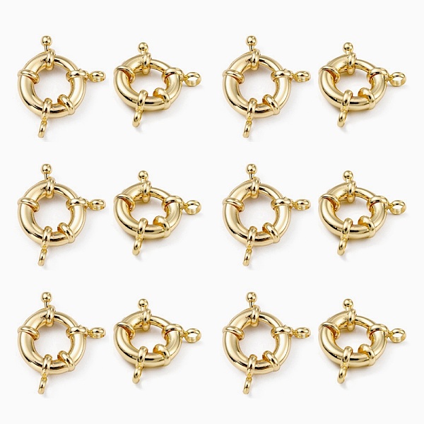 

PandaHall Rack Plating Brass Spring Ring Clasps, Real 18K Gold Plated, 17x6mm, Hole: 4mm Brass