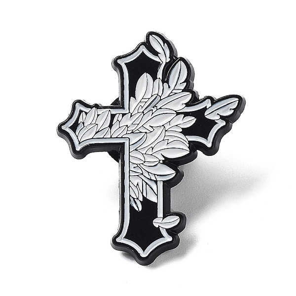 

PandaHall Religion Enamel Pins, Black Alloy Brooch for Backpack Clothes, Cross, Leaf, 30.5x24.5x1.5mm Alloy+Enamel Leaf White