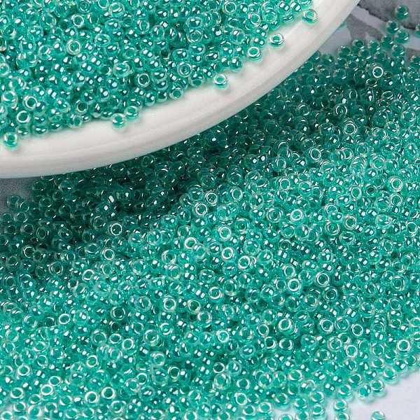 

PandaHall MIYUKI Round Rocailles Beads, Japanese Seed Beads, (RR536) Aqua Green Ceylon, 15/0, 1.5mm, Hole: 0.7mm, about 5555pcs/10g Glass..., Cyan