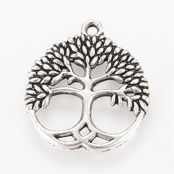 

PandaHall Tibetan Style Alloy Pendants, Flat Round with Tree, Cadmium Free & Lead Free, Antique Silver, 26x23x2.5mm, Hole: 2mm, about...