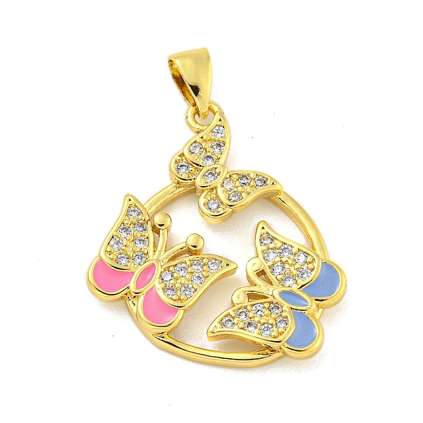 

PandaHall Brass Micro Pave Clear Cubic Zirconia Pendant, with Enamel, Butterfly, Real 18K Gold Plated, 26.5x22x3mm, Hole: 4.5x3mm...