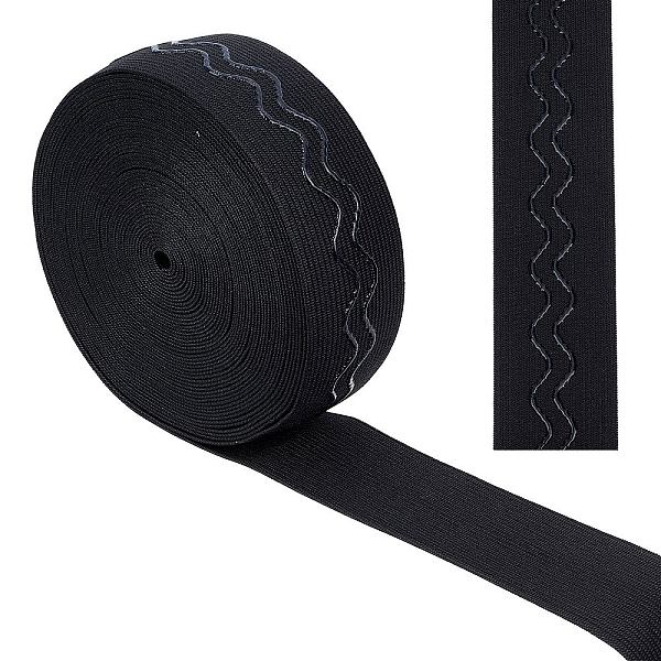 

PandaHall GORGECRAFT 10Ydsx 1.5 Inch Black Non-Slip Silicone Elastic Gripper Band Wave Tape Webbing Stretchy Strap Spool Wavy Band Roll...