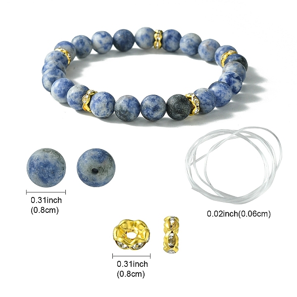 DIY-Set Zur Herstellung Von Stretch-Armbändern Aus Natürlichem Blauem Jaspis Mit Runden Perlen