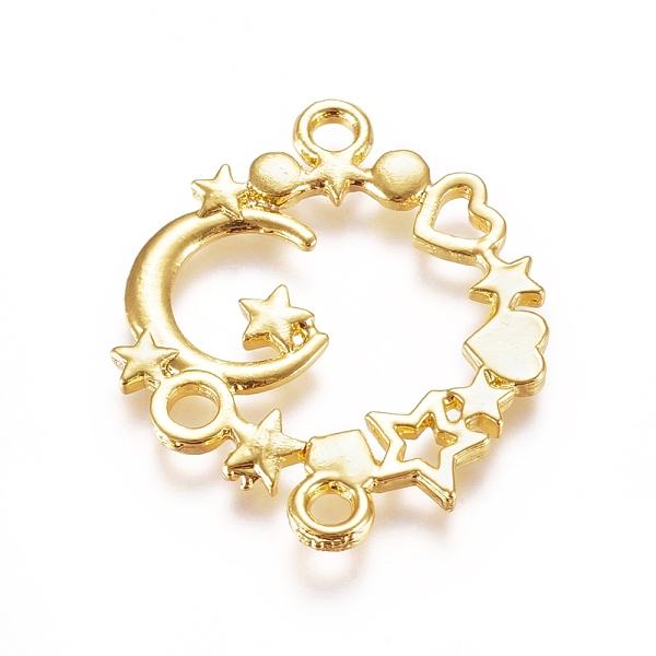 

PandaHall Zinc Alloy Links connectors, Open Back Bezel, For DIY UV Resin, Epoxy Resin, Pressed Flower Jewelry, Star & Moon, Golden...