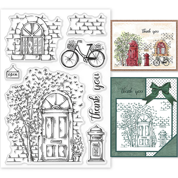

PandaHall GLOBLELAND Life Scenery Clear Stamps Door Bike Tree Mailboxes Silicone Clear Stamp Seals for Cards Making DIY Scrapbooking Photo...