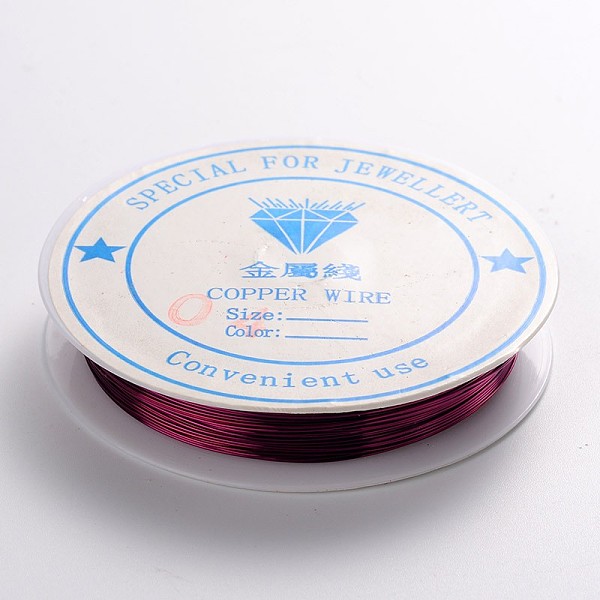 

PandaHall Round Copper Jewelry Wire, Nickel Free, Purple, 26 Gauge, 0.4mm, about 49.21 Feet(15m)/roll Copper Round Purple