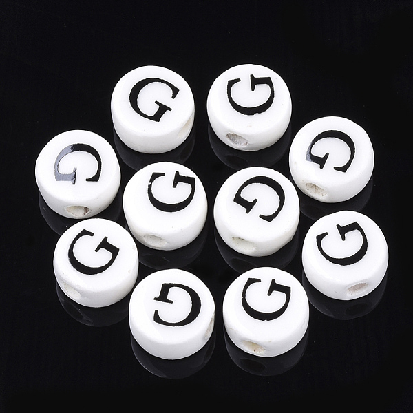 

PandaHall Handmade Porcelain Beads, Horizontal Hole, Flat Round with Letter, White, Letter.G, 8~8.5x4.5mm, Hole: 2mm Porcelain Letter G...