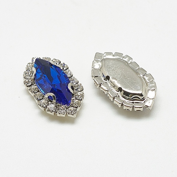 

PandaHall Sew on Rhinestone, Multi-strand Links, Glass Rhinestone, with Brass Findings, Garments Accessories, Horse Eye, Platinum, Sapphire..., Blue