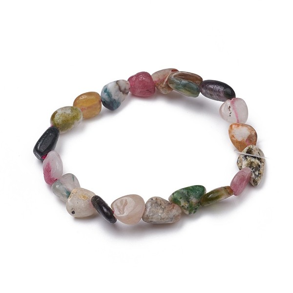 

PandaHall Natural Tourmaline Stretch Beaded Bracelets, Tumbled Stone, Nuggets, 1-7/8 inch~2-1/8 inch(4.8~5.5cm), Beads: 6~15x6~11x3~11mm...