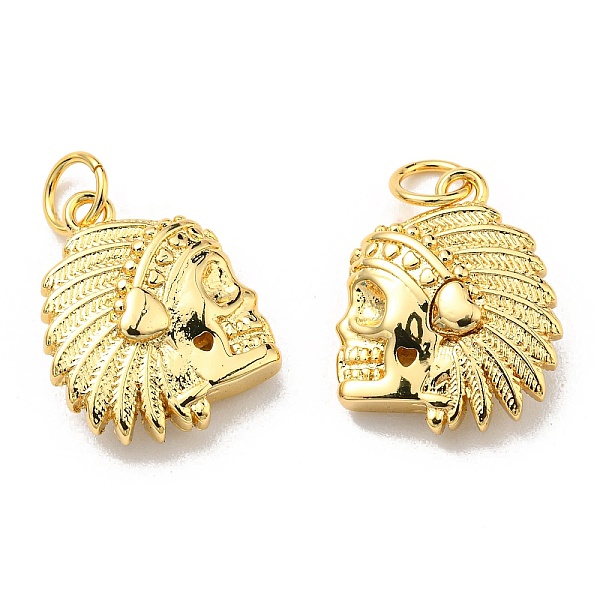 

PandaHall Rack Plating Brass Pendants, with Jump Ring, Lead Free & Cadmium Free, Long-Lasting Plated, Indian Head Chief Charm, Real 18K Gold...