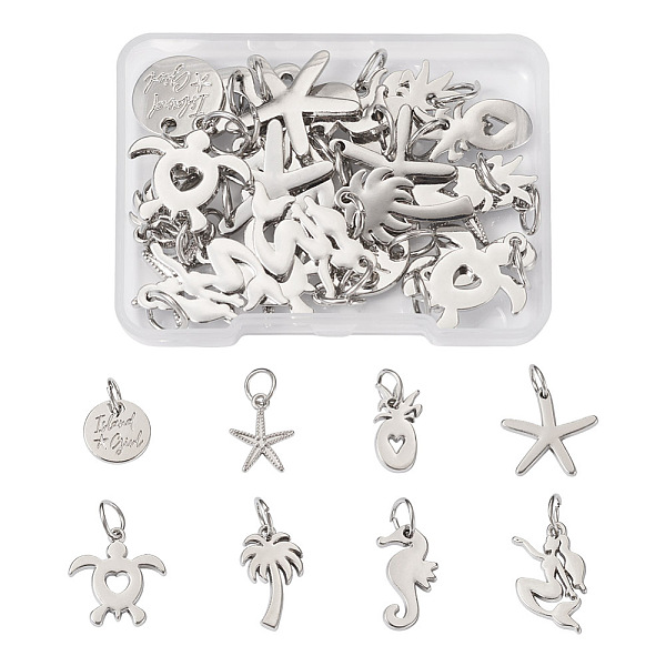 

PandaHall Elecrelive 32pcs 8 Style Rack Plating Alloy Pendants, with Jump Rings, Mermaid & Sea Horse & Star, Platinum, 15~23x10~21x1.5~2.5mm...