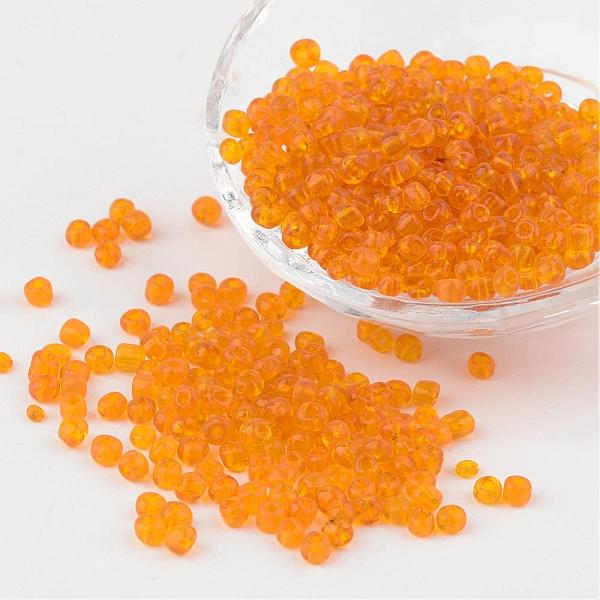 

PandaHall 6/0 Glass Seed Beads, Transparent, Round, Orange, 4mm, hole: 1.5mm, about 496pcs/50g Glass Orange