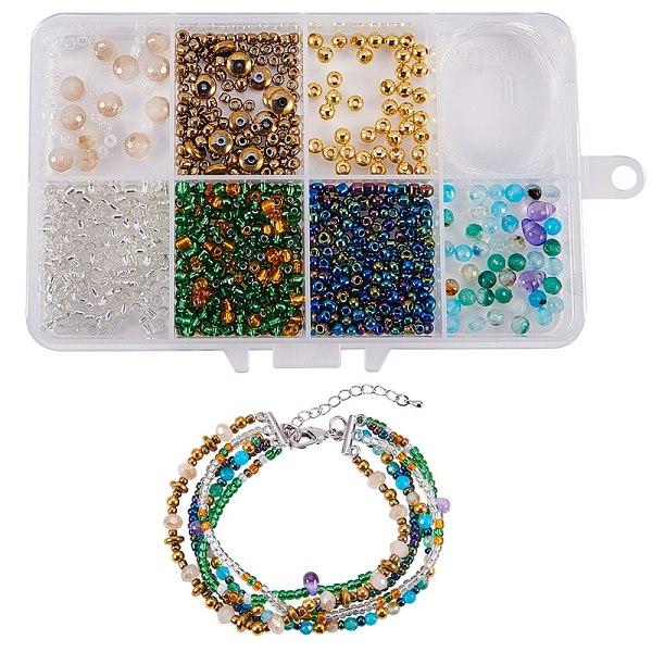 

PandaHall SUNNYCLUE DIY Bracelets Making, with Glass Beads and Iron Bead Spacers, Non-Magnetic Synthetic Hematite and Natural Agate Beads..., Multicolor