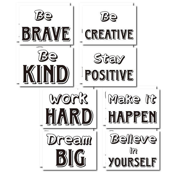 

PandaHall CRASPIRE 8 sheets/set Inspirational Wall Decals Peel and Stick Motivational Phrases Wall Stickers Positive Quotes Stickers for..., Black
