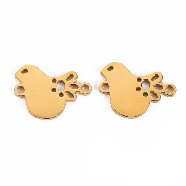

PandaHall 304 Stainless Steel Links Connectors, Laser Cut, Bird, Real 14K Gold Plated, 15x10x1mm, Hole: 1mm 304 Stainless Steel Bird