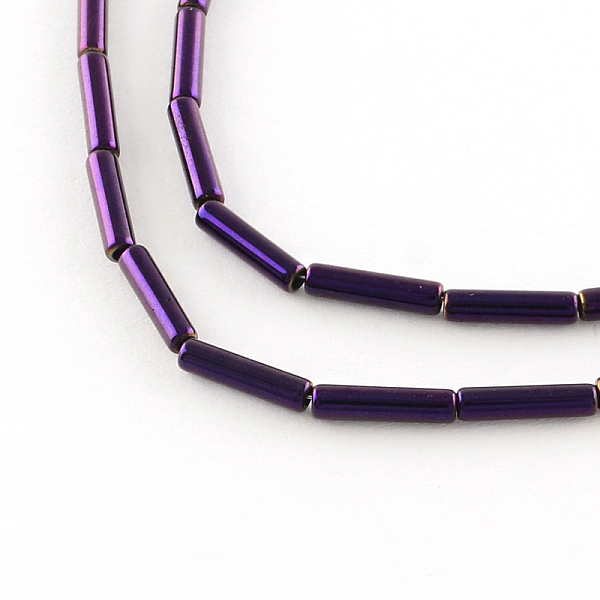 

PandaHall Electroplate Non-magnetic Synthetic Hematite Tube Bead Strands, Purple Plated, 8x2mm, Hole: 1mm, about 51pcs/strand, 15.9 inch...