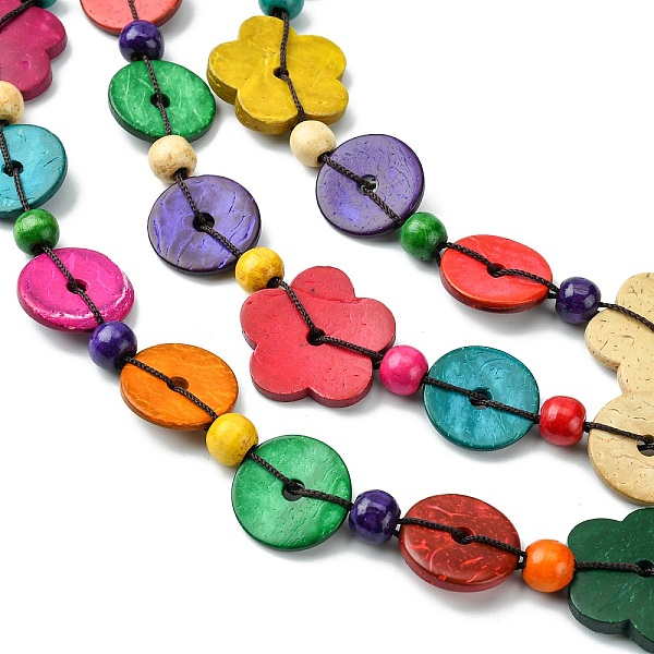 Gefärbte Natürliche Kokosblütenperlen 3-lagige Halsketten