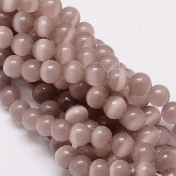 

PandaHall Cat Eye Bead Strands, Round, Rosy Brown, 10mm, Hole: 1.5mm, about 40pcs/strand, 15.5 inch Glass Round