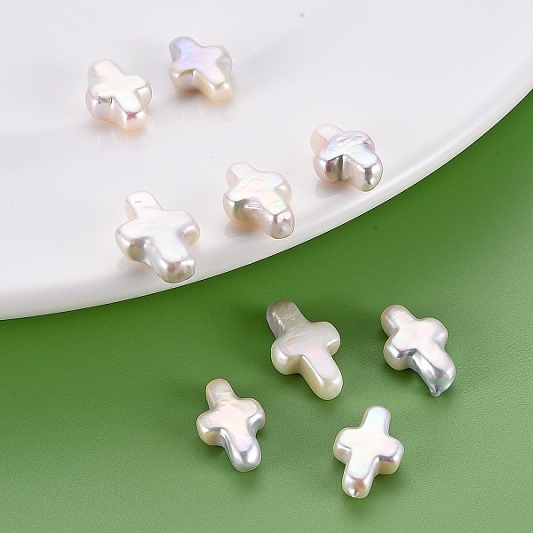 

PandaHall Natural Keshi Pearl Beads, Cultured Freshwater Pearl, No Hole/Undrilled, Cross, Seashell Color, 12.5~16x8~10x3.5~5mm Keshi Pearl...
