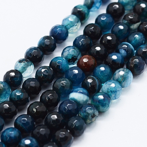 

PandaHall Faceted Natural Agate Beads Strands, Dyed & Heated, Round, Medium Blue, 6mm, Hole: 0.5mm, about 63pcs/strand, 14.4 inch(36.5cm)...