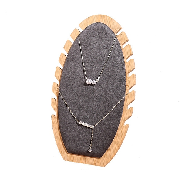 

PandaHall Velvet and Bamboo Necklaces Display Rack, Jewelry Stands For Hanging Necklaces, Gray, 7x16x26cm Velvet Gray