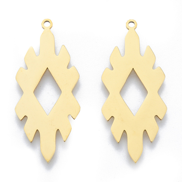

PandaHall 201 Stainless Steel Pendants, Rhumbus Charm, Real 18K Gold Plated, 37.5x16x1mm, Hole: 1.5mm 201 Stainless Steel Rhombus