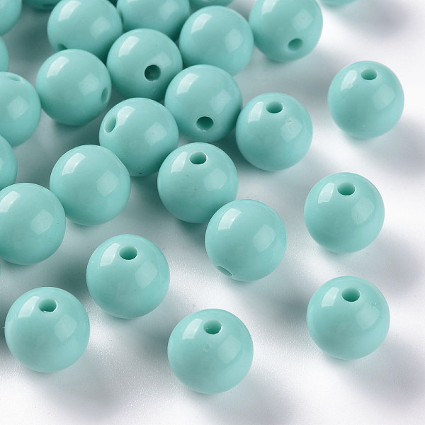 

PandaHall Opaque Acrylic Beads, Round, Pale Turquoise, 12x11mm, Hole: 1.8mm, about 566pcs/500g Acrylic Round