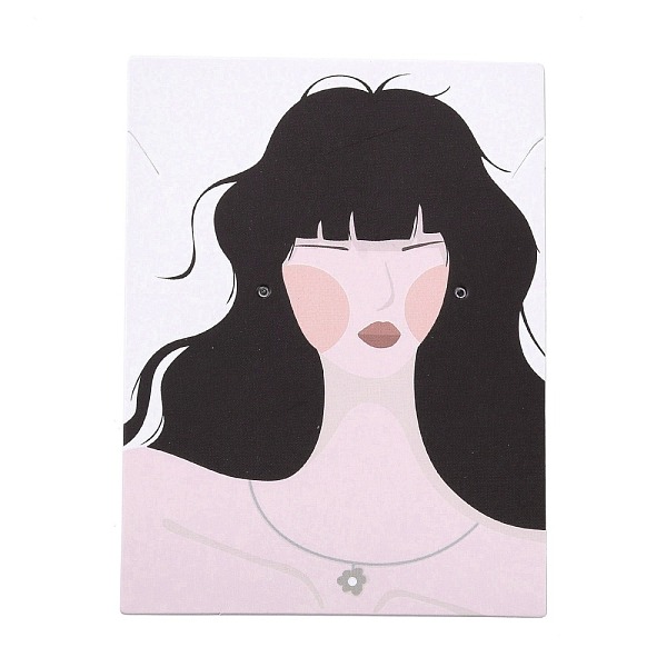 

PandaHall Cardboard Jewelry Display Cards, for Hanging Earring & Ear Stud Display, Rectangle, Women Pattern, Black, 8x6x0.04cm, Hole: 1.5mm...