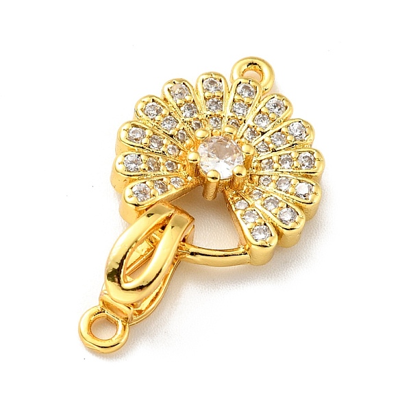 

PandaHall Rack Plating Brass Micro Pave Clear Cubic Zirconia Fold Over Clasps, Cadmium Free & Lead Free, Long-Lasting Plated, Flower, Golden...