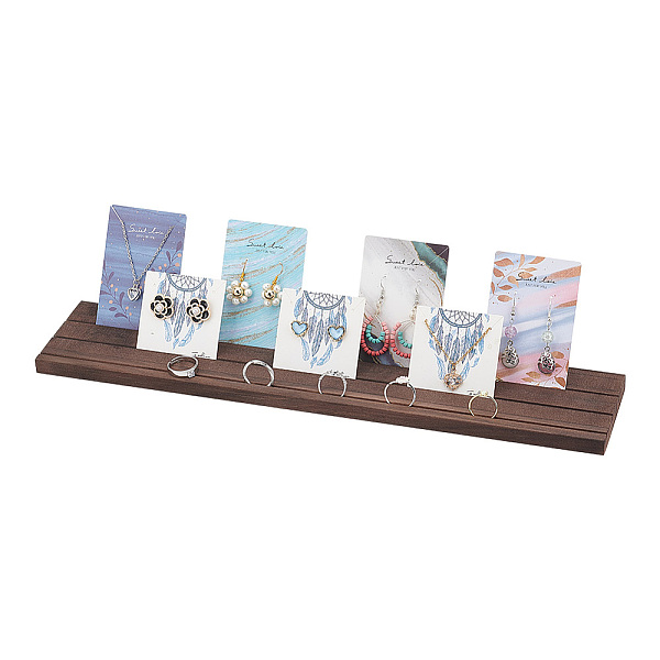 

PandaHall PH Wooden Jewelry Display Stands, 3-Slot Wood Earring Card Holder Portable Jewelry Organizer Table Displays for Selling Earring...