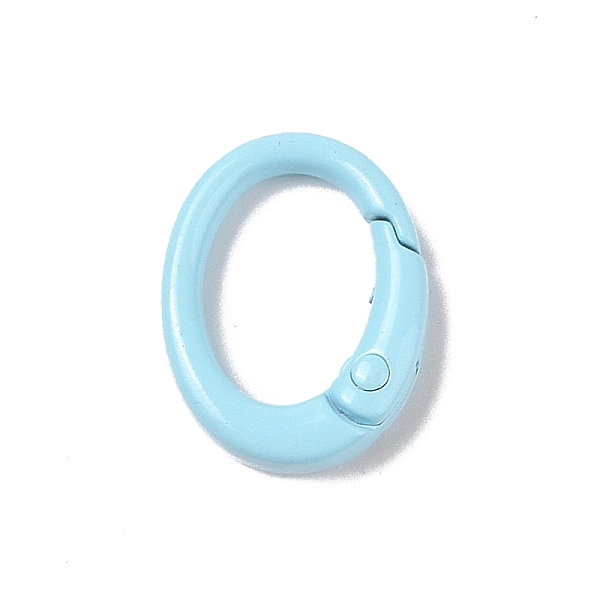

PandaHall Spray Painted Alloy Spring Gate Rings, Oval, Light Sky Blue, 19.5x15x4.5mm Alloy