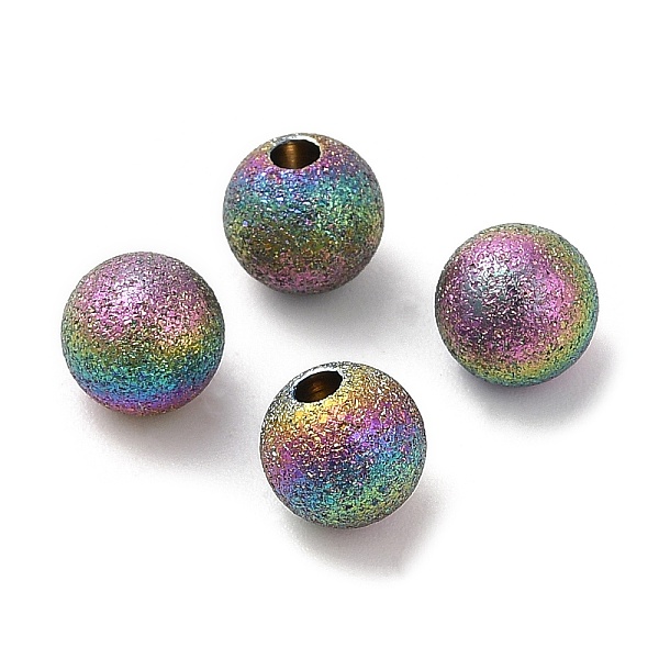 

PandaHall Ion Plating(IP) 304 Stainless Steel Cord End, End Caps, Textured Round, Rainbow Color, 6mm, Hole: 1.6mm 304 Stainless Steel Round