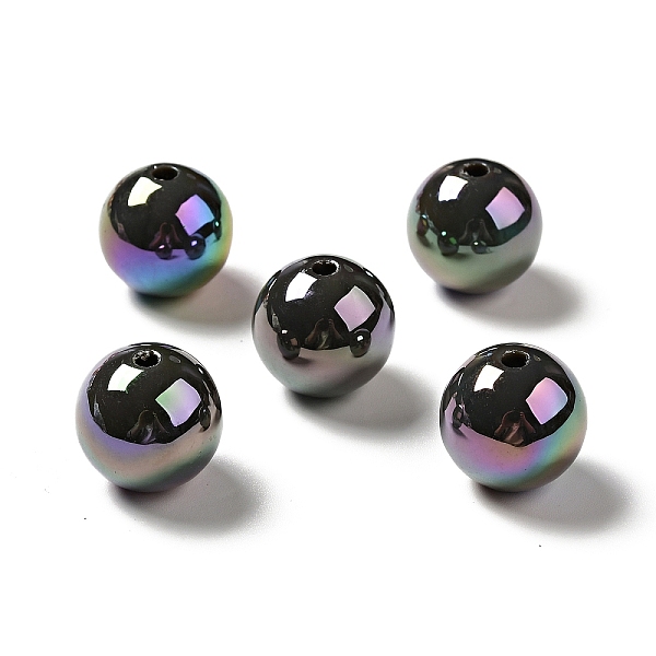 

PandaHall UV Plating Rainbow Iridescent Acrylic Beads, Round, Dark Gray, 15~15.5x15.5~16mm, Hole: 2.7mm Acrylic Round