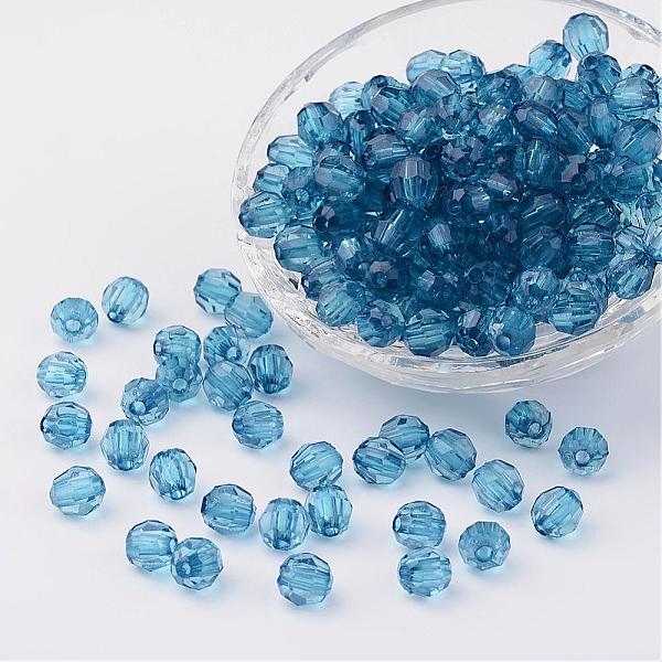 

PandaHall Transparent Acrylic Beads, Faceted Round, Dodger Blue, 10mm, Hole: 1mm, about 900pcs/500g Acrylic Round Blue