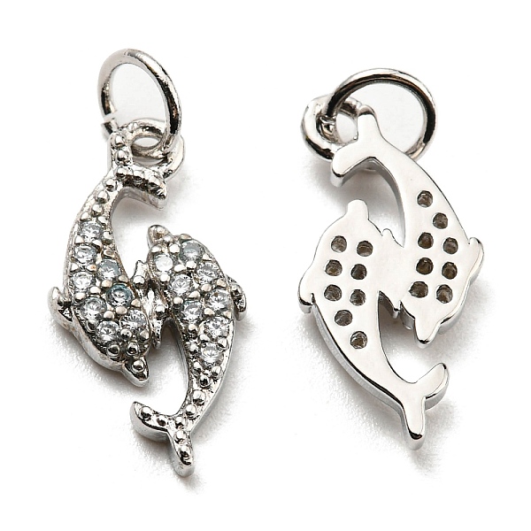 

PandaHall Rack Plating Brass Micro Pave Cubic Zirconia Pendants, Lead Free & Cadmium Free, Dolphin, Platinum, 16.5x8x2mm, Hole: 3mm..., Clear