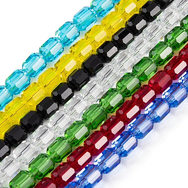 

PandaHall Glass Beads Strands, Faceted Barrel, Mixed Color, 7x6mm, Hole: 1mm, about 78~79pcs/strand, 21.26~21.46 inch(54~54.5cm) Glass..., Multicolor