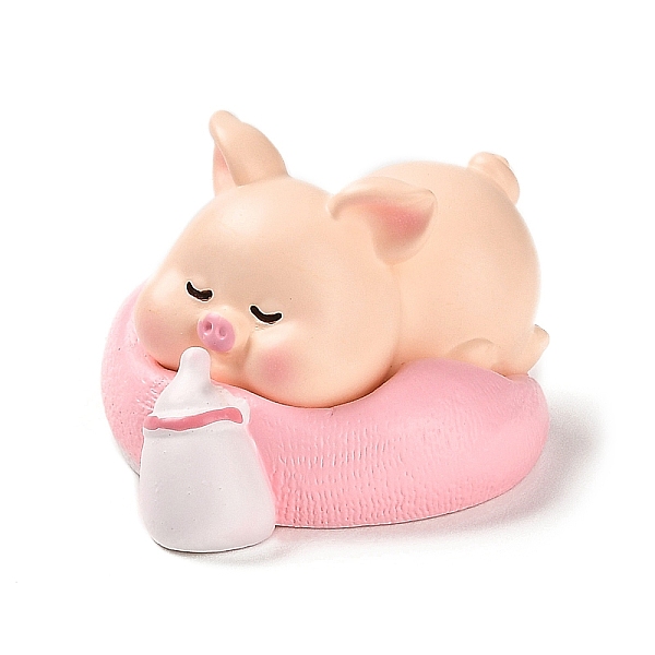 PandaHall Resin Sleep Animal Figurines Ornament, for Home Desktop Decoration, Pig, 40x34x24mm Resin Pig