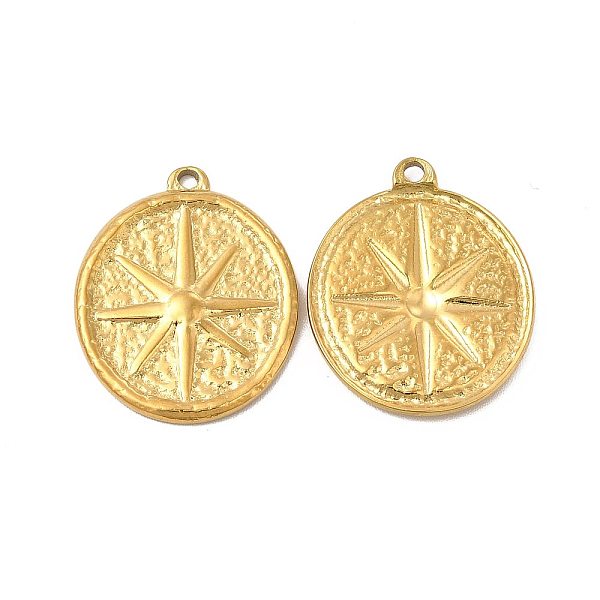 

PandaHall Ion Plating(IP) 304 Stainless Steel Pendants, Flat Round with Star Charm, Golden, 22x18x2mm, Hole: 1.5mm 304 Stainless Steel Flat...