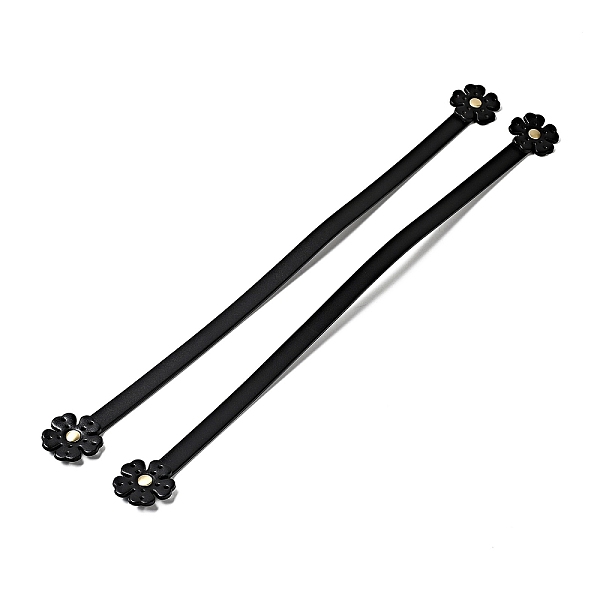 

PandaHall Flower End Cowhide Leather Sew On Bag Handles, with Brass Findings, Bag Strap Replacement Accessories, Black, 45.2x3.8x0.8cm, Hole...