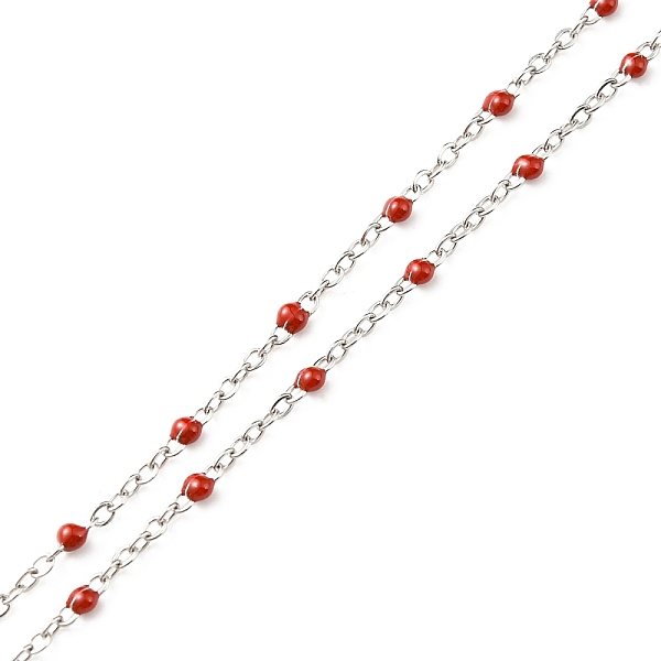 

PandaHall 304 Stainless Steel Cable Chain Necklaces, with Enamel Links and Lobster Claw Clasps, Solder, Red, 17.7 inch(45cm), 1.7~2.5mm 304...