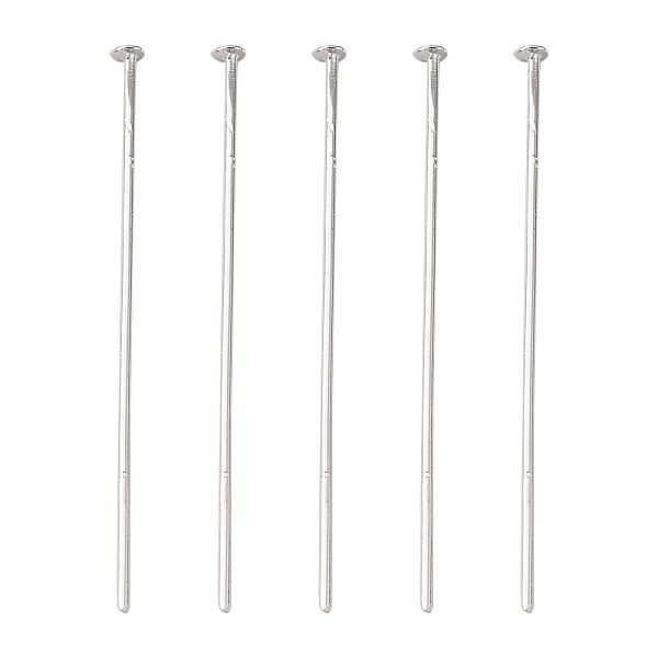 

PandaHall Iron Flat Head Pins, Cadmium Free & Nickel Free & Lead Free, Platinum, 40x0.75~0.8mm, 20 Gauge, about 3000pcs/500g, Head: 2mm Iron