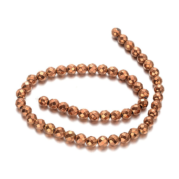 

PandaHall Electroplated Non-magnetic Synthetic Hematite Bead Strands, Faceted Round, Copper Plated, 8mm, Hole: 1mm, about 51pcs/strand, 15.7...