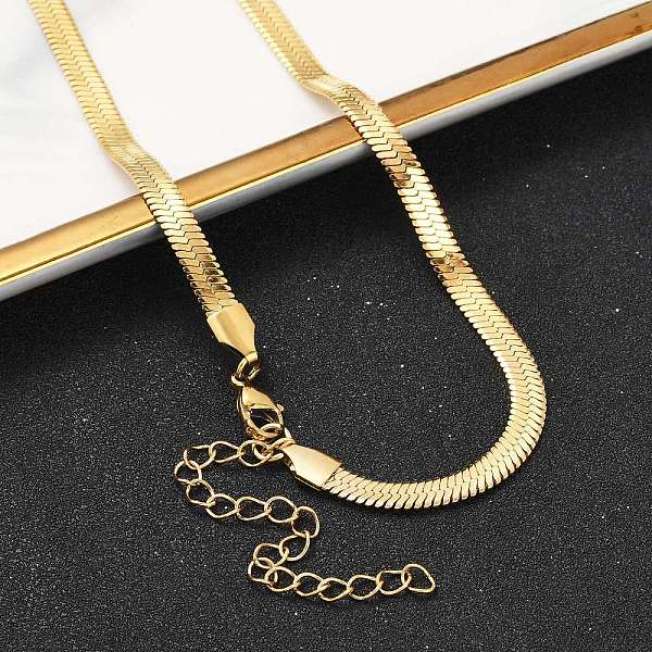 Ion Plating(IP) 201 Stainless Steel Herringbone Chain Necklaces