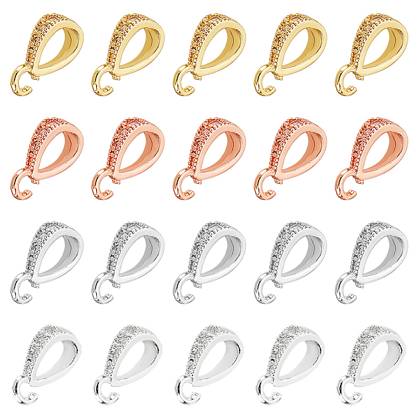 

PandaHall DICOSMETIC 20Pcs 4 Colors Cubic Zirconia Bail Beads Hanger Links Brass Ice Pick Pinch Bails Rose Gold/Platinum/Gold/Silver..., Clear